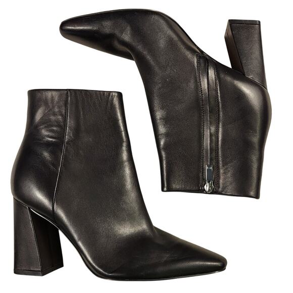 Marc Fisher LTD Yanara Pointed Toe Bootie high-heel black leather boot size 7.5 - Picture 3 of 9